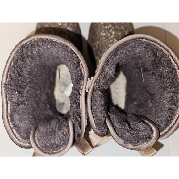 UGG Mini Bailey Bow Glitter Leopard Print Boots Size 6 - Picture 7 of 9